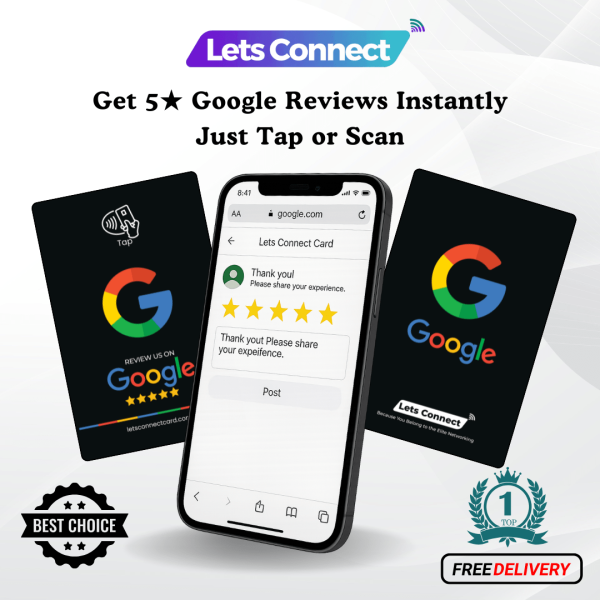 google review nfc business card with qr card